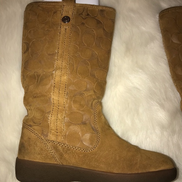 Coach Tullip Signature Suede Boots in Camel - Picture 5 of 8